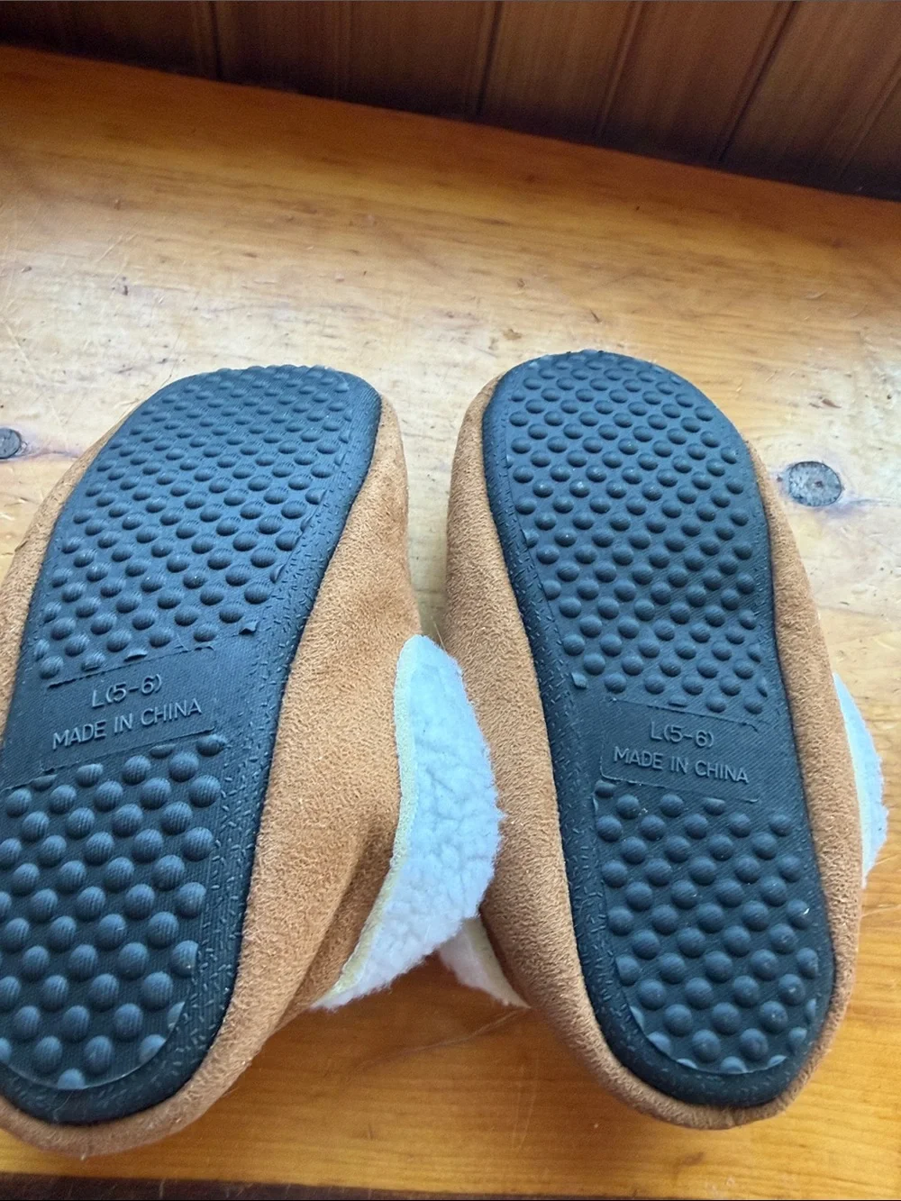 Cowboys Kids' Tan Shearling-Lined Moccasin Slippers